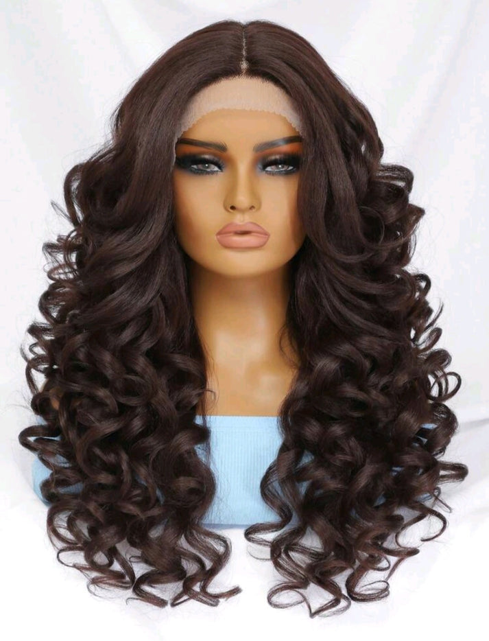 Black Brown Curly Wig(human blend)